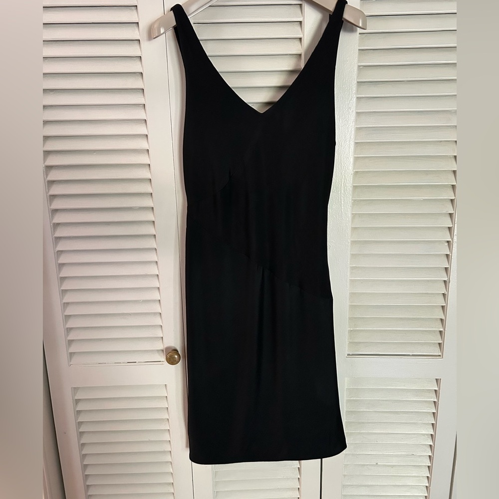 Rag n bone Black Knit Body-con Asymmetrical V-neck Tank Style Bodice Dress Sz 6